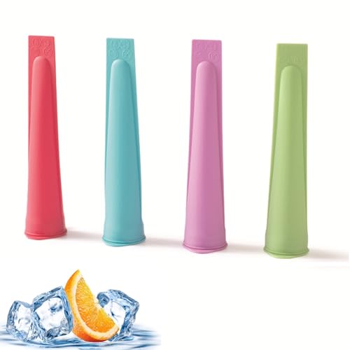 Eisformen Silikon Wassereis Formen| BPA-frei Stieleisformer Eis Am Stiel Formen Mit Deckel| Wiederverwendbare Eis Formen Für Wassereis| Bunt Silikon Popsicle Formen Ice Pop Maker (4 STÜCK) von FYBlossom