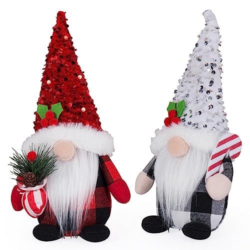 FYBlossom 2 Stück Weihnachten Deko Wichtel Weihnachtszwerg, Handgemachte Plüsch Weihnachtswichtel Figuren Weihnachtsdeko, Weihnachten Puppe Süße Zwerg Figuren Geschenk Für Weihnachten Dekoration von FYBlossom