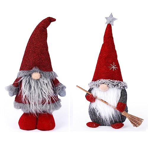 FYBlossom 2 Stück Weihnachten Deko Wichtel Weihnachtszwerg, Handgemachte Plüsch Weihnachtswichtel Figuren Weihnachtsdeko, Weihnachten Puppe Süße Zwerg Figuren Geschenk Für Weihnachten Dekoration von FYBlossom