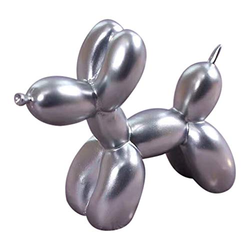 FYBlossom Ballon Hund Harz, Kunst Skulptur Figur Kunsthandwerk Zum Kuchenbacken Zuhause Dekorationen Party Dessert Desktop Ornament (Silber) von FYBlossom