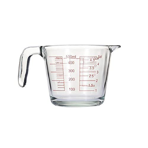 FYBlossom Glas Messbecher Mit Skala, Hitzebeständig Borosilikatglas Küche Backen Messbecher, Transparent Messbecher Mit Griff Perfekt Zum Backen, Kochen Und Mischen, Mikrowellengeeignet (500ML) von FYBlossom