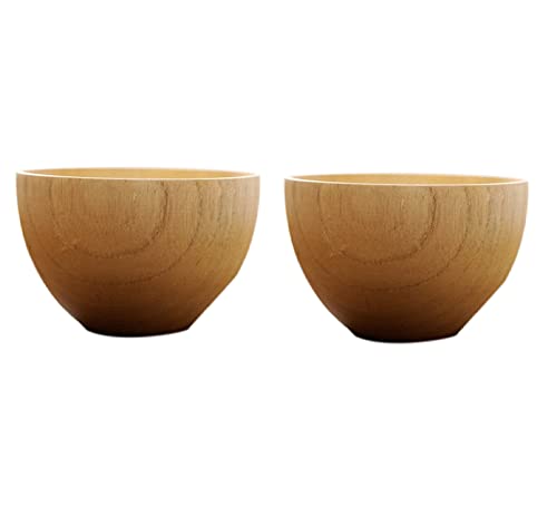 FYBlossom Japanische Holz Reisschale Suppenschale Salatschüssel, 2er-Set Rund Holz Schüssel Salat- Und Obstschale Holzschale, Ramen Schüssel Set Für Salat, Reis, Nudel, Suppen, Desserts, Knabbereien von FYBlossom