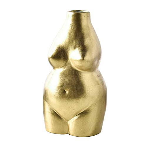 FYBlossom Keramik Blumenvase Körperblumenvase, Kunst Design Keramik Blumentopf Minimalist Vase, Modern Weibliche Körper Design Blumenvase Deko Für Zuhause, Hochzeit, Weihnachten, Wohnzimmer (Golden) von FYBlossom