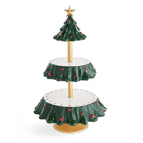 FYBlossom Tortenständer Etagere 2 Etagen Weihnachts Serviertablett, Weihnachtsbaum Form Snack Servierständer Tortenplatte, Cupcake Dessert Ständer Kuchenständer Für Weihnachten Party Hochzeit Deko von FYBlossom