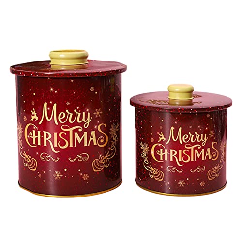 FYBlossom Weihnachten Keksdose Plätzchendose Vorratsdosen Mit Deckel, 2er Set Weißblech Gebäckdose Aufbewahrungsboxen Weihnachtsdose Set, Süßigkeiten Box Weihnachtsdeko Für Snacks, Gewürze, Tee von FYBlossom