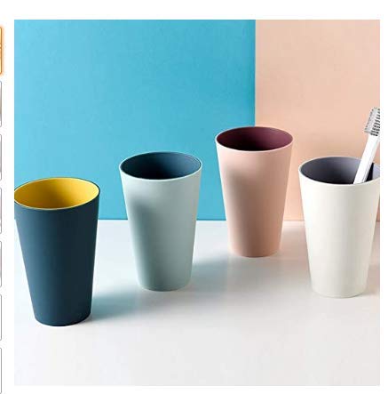 Zahnbecher Set 4 Stücke Bicolor Zahnputzbecher Zahnbürstenhalter aus Kunststoff,Elegante Haushalt Umweltschutz Kunststoff Zahnbürstenbecher von FYBlossom