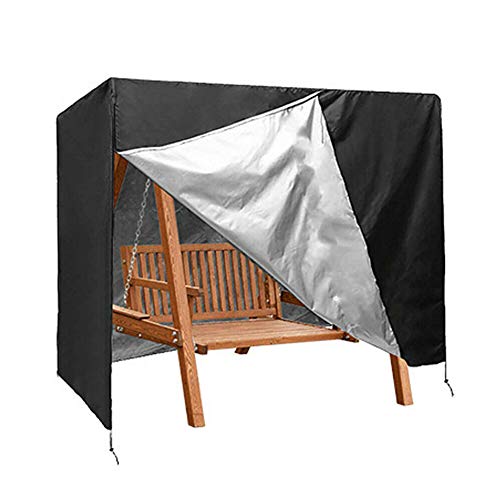 Hollywoodschaukel Abdeckung 3 Sitzer, 200X170X125CM, Wasserdicht Winddicht Schutzhülle Für Gartenschaukel, UV-Schutz, Faltbar Gartenmöbel Abdeckhaube Mit Reißverschlüssen Und Befestigungskordel von FYBlossom