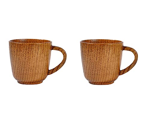 Holz Kaffeetasse Trinkbecher Deko-Becher Holztasse, 2er Set Natürliche Teetasse Kaffeebecher Aus Umweltfreundlichem Holz, Vintage Handgefertigte Runde Teetasse Mit Griff Für Kaffee Tee Milch von FYBlossom