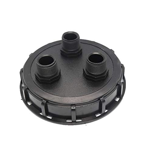 IBC Adapter Kappe, IBC Tank Tap Adapter, Kunststoff IBC Deckel Verschlussdeckel, IBC Cap Mit DN 150 Einloch 1-Zoll Außengewinde, IBC Tankdeckel Tankanschluss Deckel Für Regenwassertank (Drei Löcher) von FYBlossom