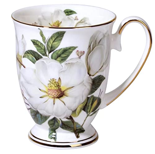 Kaffeebecher Teebecher Aus Porzellan, Keramik Tee-Tasse Kaffeetassen Trinkbecher Mit Griff Für Zuhause Büro, 300ML Unterschiedliche Blumen Muster Tasse Für Kaffee Tee Cappuccino Und Latte (1) von FYBlossom