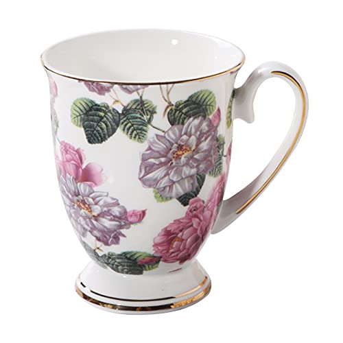 Kaffeebecher Teebecher Aus Porzellan, Keramik Tee-Tasse Kaffeetassen Trinkbecher Mit Griff Für Zuhause Büro, 300ML Unterschiedliche Blumen Muster Tasse Für Kaffee Tee Cappuccino Und Latte (A) von FYBlossom