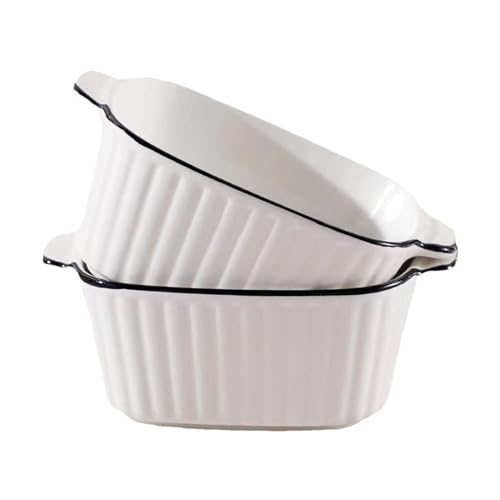 Keramik Auflaufform Souffle Förmchen, 400ML Quadratische Backformen Creme Brulee Schälchen Mit Griffen Für 1 Personen, Porzellan Lasagneform Für Tiramisu, Soufflé, Backofen (4er Set) von FYBlossom