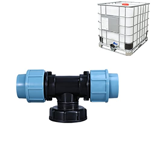 PP Verschraubung IBC Adapter Verbindungsset Mit Adapterdeckel, PE Rohrverschraubungen PP-fitting T-Stück Klemmverbindung, IBC Tankverbindung Tandembeschläge Für Garten Wasserhahn Auslass Schlauch von FYBlossom