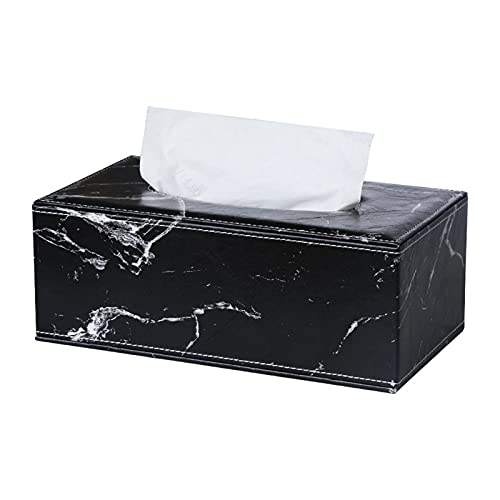 PU Leder Kosmetiktücherbox Tücherbox Feuchttücher Box, Weiß Marmor Tissue Box Für Taschentücher, Rechteckige Taschentuchbox Taschentücher Box Spender Für Auto Büro Küche Wohnzimmer (Stil A) von FYBlossom