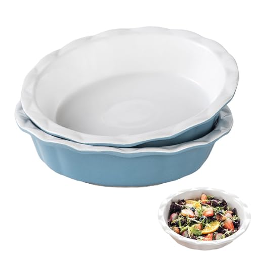 Porzellan Quiche-Form Backform, 2er Tarteform Keramik Auflaufform Rund Pie Form Obstkuchenform, 9 Zoll Wiederverwendbare Kuchenform Mit Gekräuseltem Rand Für Torten, Pizza, Apfelkuchen, Quiche (Blau) Porzellan Quiche-Form Backform, 2er Tarteform Keramik Auflaufform Rund Pie Form Obstkuchenform, 9 Zoll Wiederverwendbare Kuchenform Mit Gekräuseltem Rand Für Torten, Pizza, Apfelkuchen, Quiche (Blau) von FYBlossom
