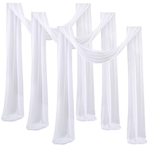 Querbehang Freihanddeko Weiß Hochzeit Vorhang Deko, 70x550cm Tüll Hochzeitsbogen Vorhang Tischläufer Aus Transparent Chiffon, Weiss Gardinen Dekoschals Vorhang Für Hochzeit Party Fenster Deko, 3 Stück von FYBlossom