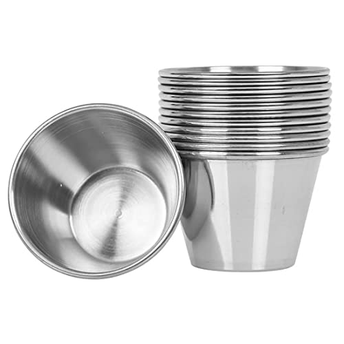 Saucenbecher Kleine Dipschalen Saucenschälchen Aus Edelstahl, 12 Stück Mini Schüsseln Gewürzschale Edelstahl Snackschalen Set, Stapelbar Becher Metall Servierschalen Für Snacks Dips Dessert Saucen (M) von FYBlossom