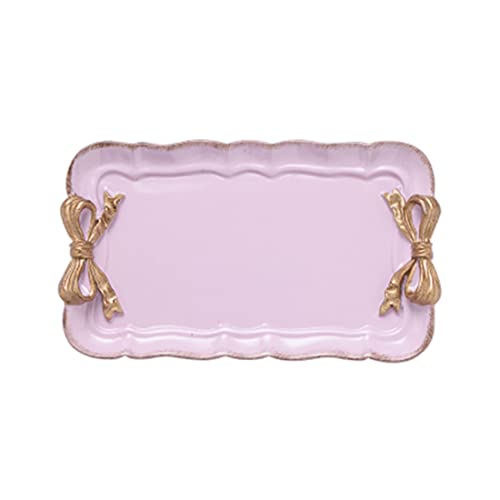 Schmucktablett Servierplatten Klein Dessertteller Obstschalen, Vintage Dekorative Serviertablett Schleife Harz Tablett Dekoteller, Kosmetik Schmuck Organizer Tabletts Für Dessert Schmuck (Violett) von FYBlossom