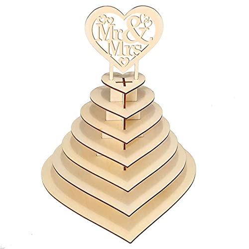 Schokoladenständer Mit 7 Ebenen, Holz Mrs & Mrs Schokolade Display Ständer Tortenständer, Herzförmig Cupcake Ständer Muffin Ständer, Dessert Torten Etagere Für Hochzeit Party Geburtstag Baby Duschen von FYBlossom