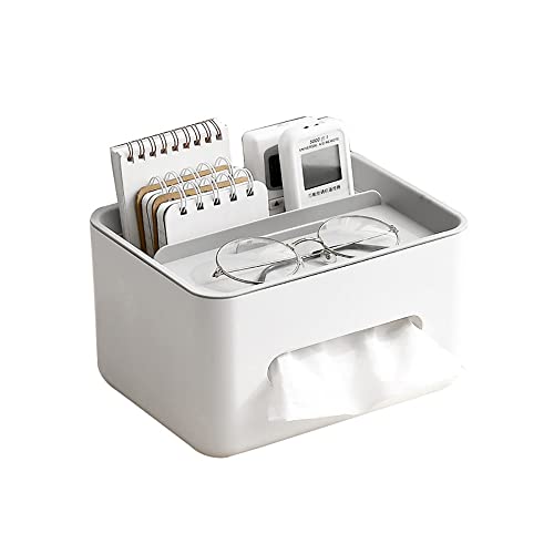 Taschentuchbox Kosmetiktücherbox Desktop Organizer Fernbedienungshalter, Kunststoff Tücherbox Desktop Aufbewahrungsbox Mit Ablage, Mehrzweck Schreibtisch Organizer Für Badezimmer Waschtisch Wohnzimmer von FYBlossom