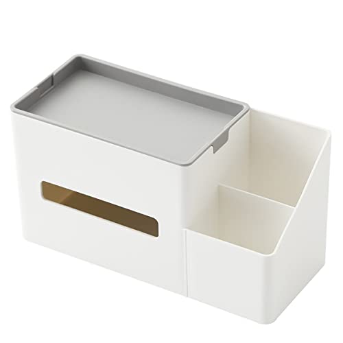 Taschentuchbox Kosmetiktücherbox Desktop Organizer Fernbedienungshalter, Kunststoff Tücherbox Desktop Aufbewahrungsbox Mit Ablage, Mehrzweck Schreibtisch Organizer Für Badezimmer Waschtisch Wohnzimmer von FYBlossom