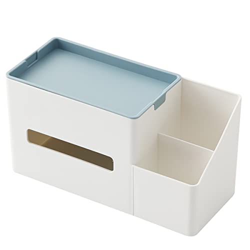 Taschentuchbox Kosmetiktücherbox Desktop Organizer Fernbedienungshalter, Kunststoff Tücherbox Desktop Aufbewahrungsbox Mit Ablage, Mehrzweck Schreibtisch Organizer Für Badezimmer Waschtisch Wohnzimmer von FYBlossom