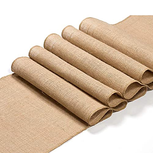 Tischläufer Jute, Tischdecke Natur Leinen Jutestoff Tischläufer, Abwaschbar Tischläufer Rolle Tischdekoration, Vintage Rustikal Tischband Tischdeko Für Hochzeit Esszimmer Party Events (30x180cm) von FYBlossom