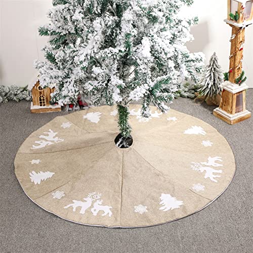 Weihnachtsbaum Decke, Rund Leinen Weihnachtsbaum Rock Tannenbaum Decke, Elch Bäumchen Schneeflocke Christbaumständer Weihnachtsbaumdecke Weihnachtsdekoration Für Weihnachten Neujahr Party, 122cm von FYBlossom