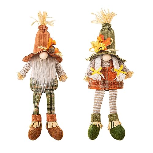 Wichtel Herbst Deko Plüsch Wichtel Figuren, 2er Set Herbst Dekoration Zwerge Süßer Halloween Deko Zwerg, Handgefertigt Sonnenblume Herbstdeko Für Thanksgiving Bauernhaus Tisch Dekor (Stil C) von FYBlossom