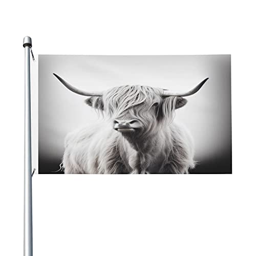 FYCFSLMY Highland-Kuh-Flagge, 90 x 150 cm, doppelseitig, außen, großes Banner, Hausflagge, Hof, Outdoor-Dekoration von FYCFSLMY