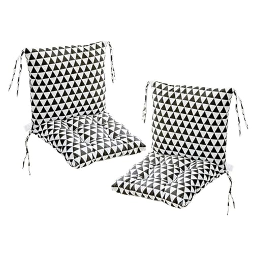 FYCYGG 2er Set Niedriglehner Auflagen Set Stuhlauflage 40 * 80cm Sitzkissen Gartenstühle Stuhlkissen Abnehmbarem Rückenlehne Auflage(Black and White) von FYCYGG