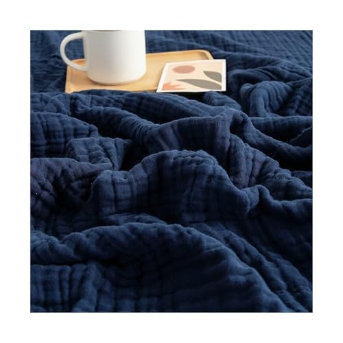 FYCYGG Musselin Decke, Sanfte Musselindecke 150 X 200, Musselin Decke Baumwolle Erwachsene, Leicht Atmungsaktiv Sanfte KüHldecken Zum Schlafen Erwachsene(Dark Blue,130cm*150cm) von FYCYGG