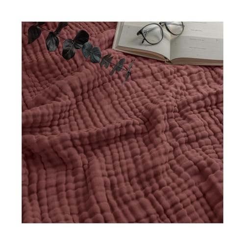 FYCYGG Musselin Decke, Sanfte Musselindecke 150 X 200, Musselin Decke Baumwolle Erwachsene, Leicht Atmungsaktiv Sanfte KüHldecken Zum Schlafen Erwachsene(Dark red,130cm*150cm) von FYCYGG