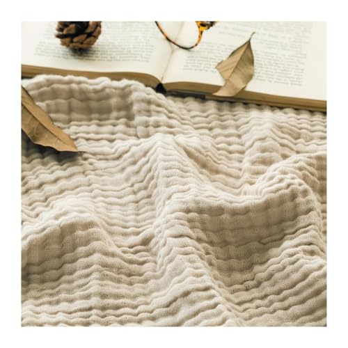 FYCYGG Musselin Decke, Sanfte Musselindecke 150 X 200, Musselin Decke Baumwolle Erwachsene, Leicht Atmungsaktiv Sanfte KüHldecken Zum Schlafen Erwachsene(Light beige,130cm*150cm) von FYCYGG