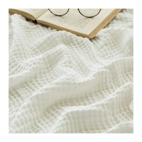 FYCYGG Musselin Decke, Sanfte Musselindecke 150 X 200, Musselin Decke Baumwolle Erwachsene, Leicht Atmungsaktiv Sanfte KüHldecken Zum Schlafen Erwachsene(White,200cm*230cm) von FYCYGG