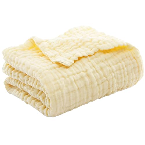 FYCYGG Sommer Musselin Decke, Natürliche Musselindecke Leichte Sanfte, Muselindecke Erwachsene as Cuddly Blanket, Bed, Couch(Yellow,150cm*200cm) von FYCYGG