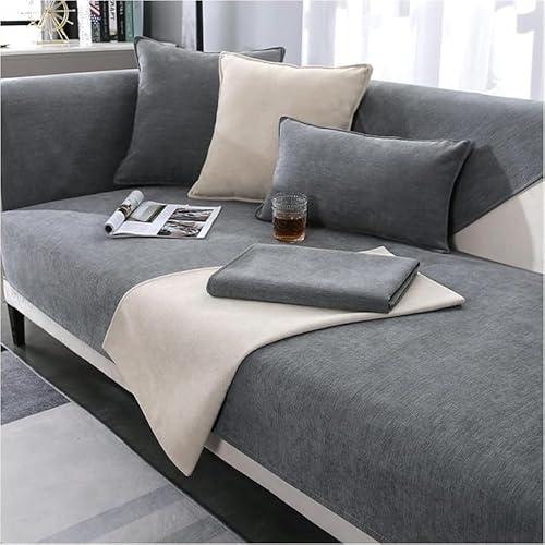Sofa Überzug Weiche Chenille Sofabezug: Haustier rutschfest Sofaschoner Anti Rutsch Einfarbig Vintage Couch Überzug für 1 2 3 4 Sitzer Sofa für U Form L Form Sektionssofa von FYCYGG