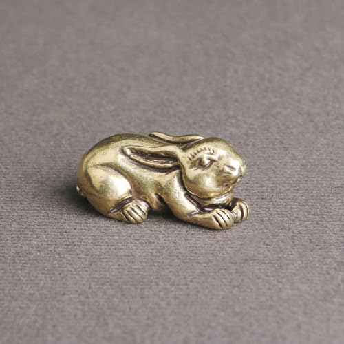 FYDCYHM Handgefertigte Bronzeskulptur, Kaninchen-Skulptur, Glückstierfigur für Zuhause, Büro, Schreibtisch, einzigartiges Einweihungsgeschenk für Hausbesitzer von FYDCYHM