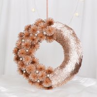Haustür Weihnachtskranz Halbe Pompom Blume Künstlicher Weihnachtsdekor Rustikaler Retro Kranz von FYDECOR