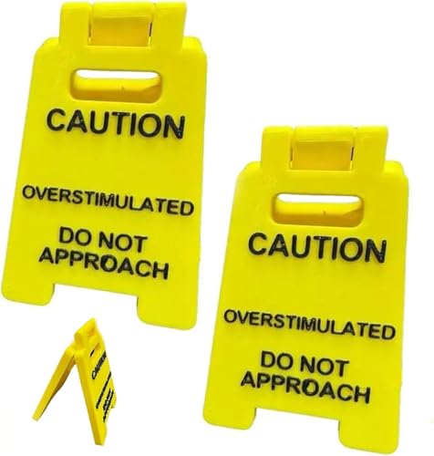 Schreibtischschild mit Aufschrift "Caution Overstimulated Desk Sign", lustiges "Do not Approach", tolles Gag-Geschenk, Aufschrift "Caution Overstimulated Do not Approach", Schreibtischdekoration von FYDTOP