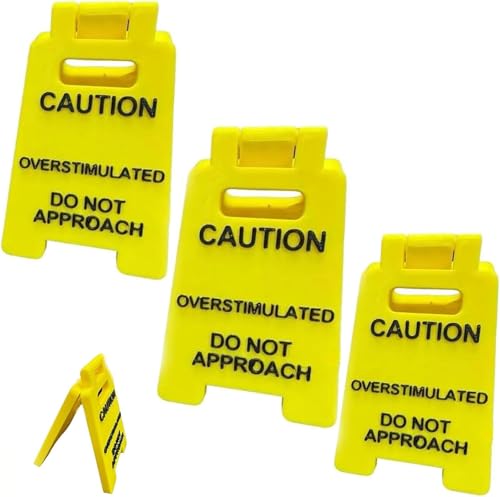 Schreibtischschild mit Aufschrift "Caution Overstimulated Desk Sign", lustiges "Do not Approach", tolles Gag-Geschenk, Aufschrift "Caution Overstimulated Do not Approach", Schreibtischdekoration von FYDTOP
