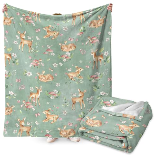 FYDZBSL Deer Kinder Decke, Cartoon Fleecedecken Flauschige 3D Digitaldruck Decke Reisedecke Blanket für Sofa für Kinder, Mädchen und Erwachsene Geburtstagsgeschenk für Kinder von FYDZBSL