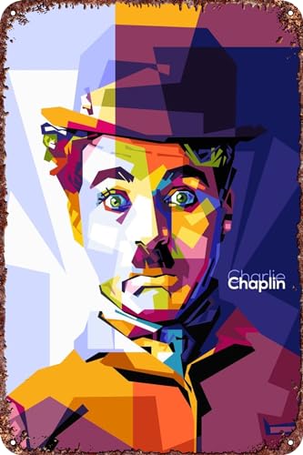 FYELVO Charlie Chaplin Pop-Art-Filmposter, Retro, lustiges Metall-Blechschild, Wanddekoration für den Außenbereich, 20,3 x 30,5 cm von FYELVO