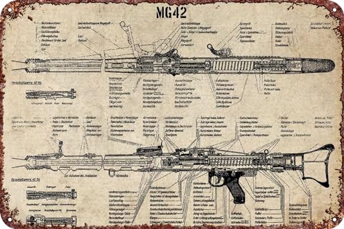 FYELVO mg42 Poster, Retro, lustiges Metall-Blechschild, Wanddekoration für den Außenbereich, 20,3 x 30,5 cm von FYELVO