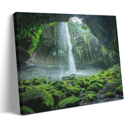 FYFMUSHE Leinwandbild, Motiv: Natur, Wasserfall, rustikal, modern, Berghöhle, Bilder auf Leinwand, gerahmt, fertig zum Aufhängen, Kunstwerk für Schlafzimmer, Heimdekoration, 20 x 30 cm FYFMUSHE Leinwandbild, Motiv: Natur, Wasserfall, rustikal, modern, Berghöhle, Bilder auf Leinwand, gerahmt, fertig zum Aufhängen, Kunstwerk für Schlafzimmer, Heimdekoration, 20 x 30 cm von FYFMUSHE