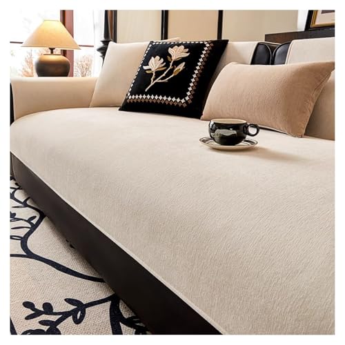 Couch Überzug Weiche Chenille für Ecksofa: Weiche Sofa Überzug für 1 2 3 4 Sitzer Sofabezug Anti Rutsch Sofa Schutzhülle für L Form U Form Sektionssofa Hund Katze Sofaschoner(Beige 2,70*150cm) von FYFWPA