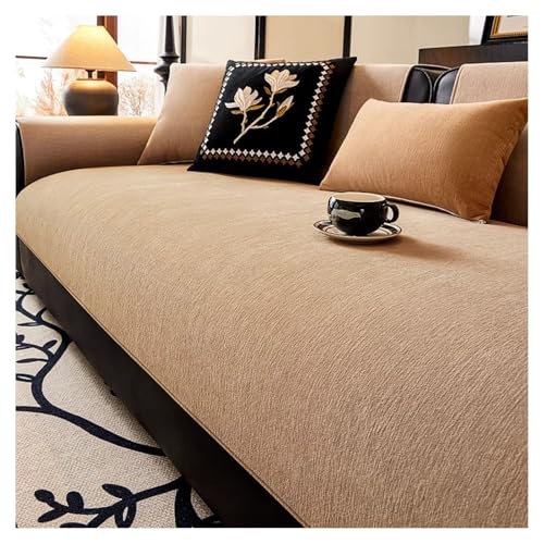 Couch Überzug Weiche Chenille für Ecksofa: Weiche Sofa Überzug für 1 2 3 4 Sitzer Sofabezug Anti Rutsch Sofa Schutzhülle für L Form U Form Sektionssofa Hund Katze Sofaschoner(Brown 2,90*90cm) von FYFWPA