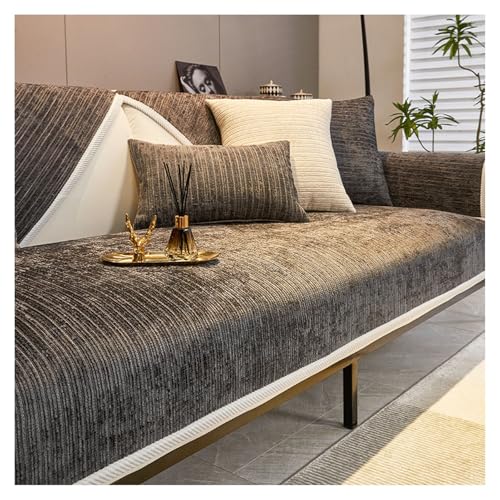 Couch Überzug Weiche Chenille für Sektionssofa: Sofa Schutzhülle für 1/2/3/4 Sitzer L Form Sofa Cover Universelle Rutschfeste Sofa Überzug Solide Strukturierte für Wohnzimmer(Dark gray,110*160cm) von FYFWPA