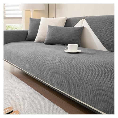 FYFWPA Chenille Sofabezug L Form Couch Überzug U Form Sofaschoner Wasserdicht Sofahusse Antifouling Sofaüberwürfe rutschfest für 1 2 3 4 Sitzer Ecksofa(Dark Grey,70 * 120cm) von FYFWPA