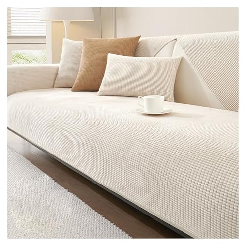 FYFWPA Chenille Sofabezug L Form Couch Überzug U Form Sofaschoner Wasserdicht Sofahusse Antifouling Sofaüberwürfe rutschfest für 1 2 3 4 Sitzer Ecksofa(Off-White,90 * 120cm) von FYFWPA